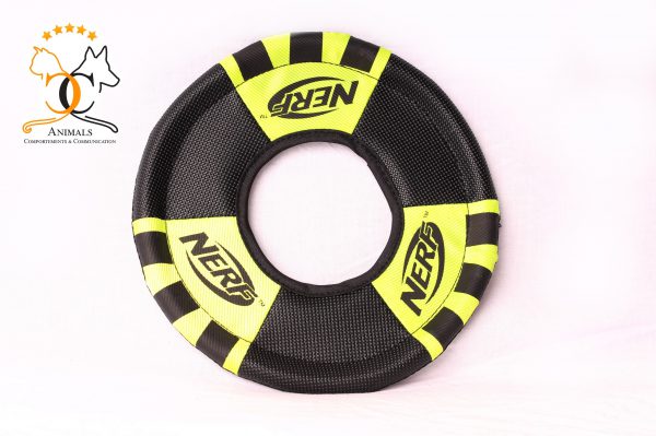 Frisbee Nerf nylon jaune fluo jouet chien